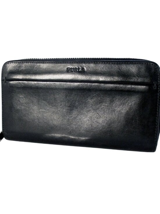 FURLA Vintage Lamb Leather Zip Around Continental Wallet - Picture 1 of 11